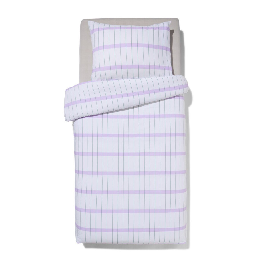 HEMA HEMA Dekbedovertrek Zacht Katoen 140x200/220 Blokjes Lila (lila) afbeelding 1