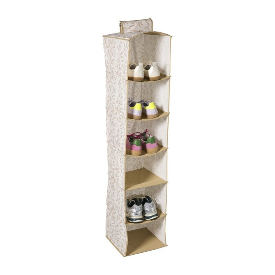 Hang organiser leafs met 6 vakken - bruin/beige - 125x30x30 cm afbeelding 