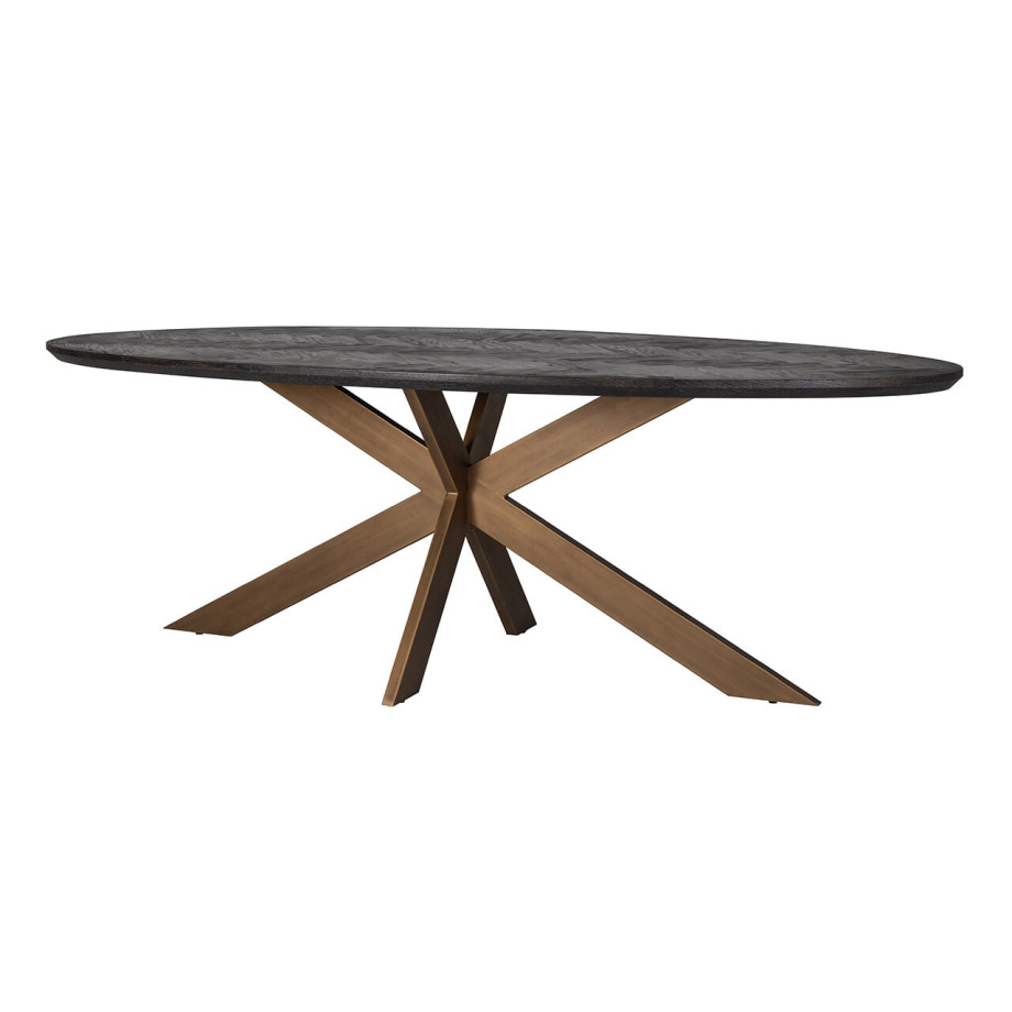 Richmond Ovale Eettafel 'Blackbone' 230 x 100cm, Brushed Gold afbeelding 