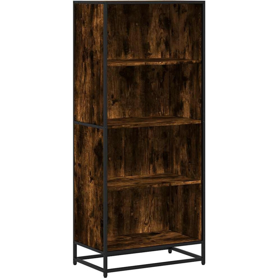 vidaXL - Boekenkast - 60x35x139 - cm - bewerkt - hout - gerookt - eikenkleurig afbeelding 1