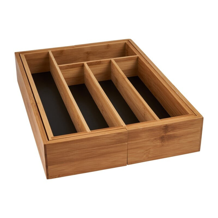 Bestekbak uitschuifbaar - bamboe - 36x25x6.5 cm afbeelding 