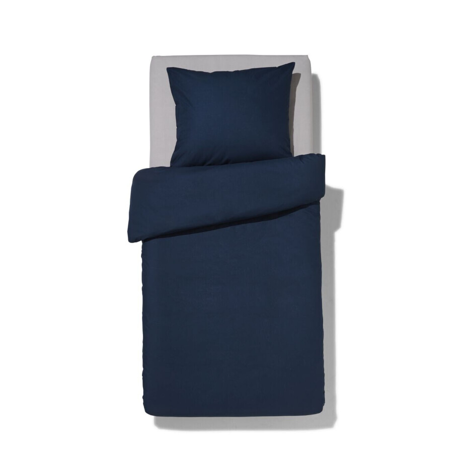 HEMA HEMA Dekbedovertrek 140x200/220cm Zacht Katoen Donkerblauw (blauw) afbeelding 1