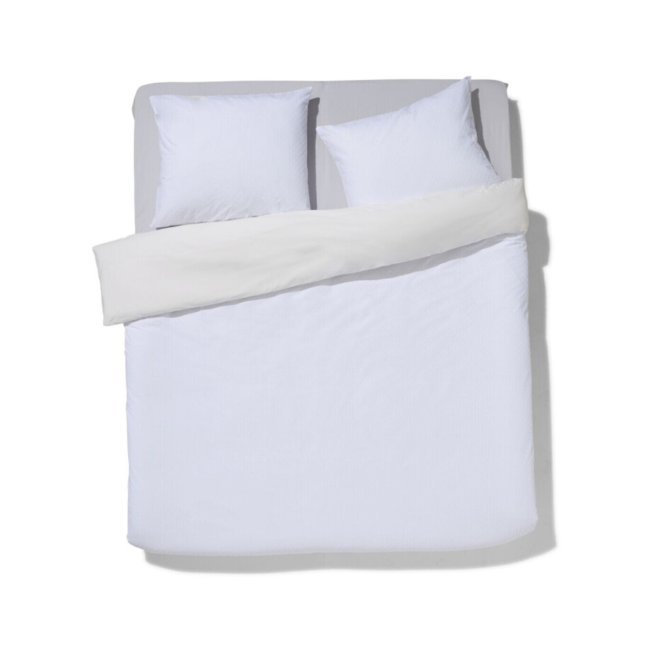 HEMA HEMA Dekbedovertrek 240x200/220cm Zacht Katoen Structuur Stip (wit) afbeelding 1