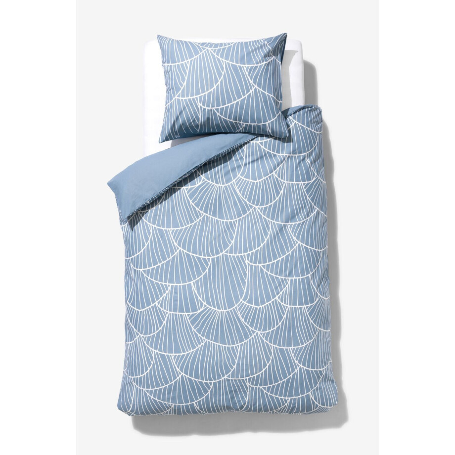 HEMA HEMA Dekbedovertrek 140x200/220cm Zacht Katoen Schelpen Blauw (blauw) afbeelding 1