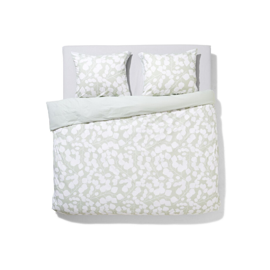 HEMA HEMA Dekbedovertrek 240x200/220cm Zacht Katoen Bladeren Groen (groen) afbeelding 1