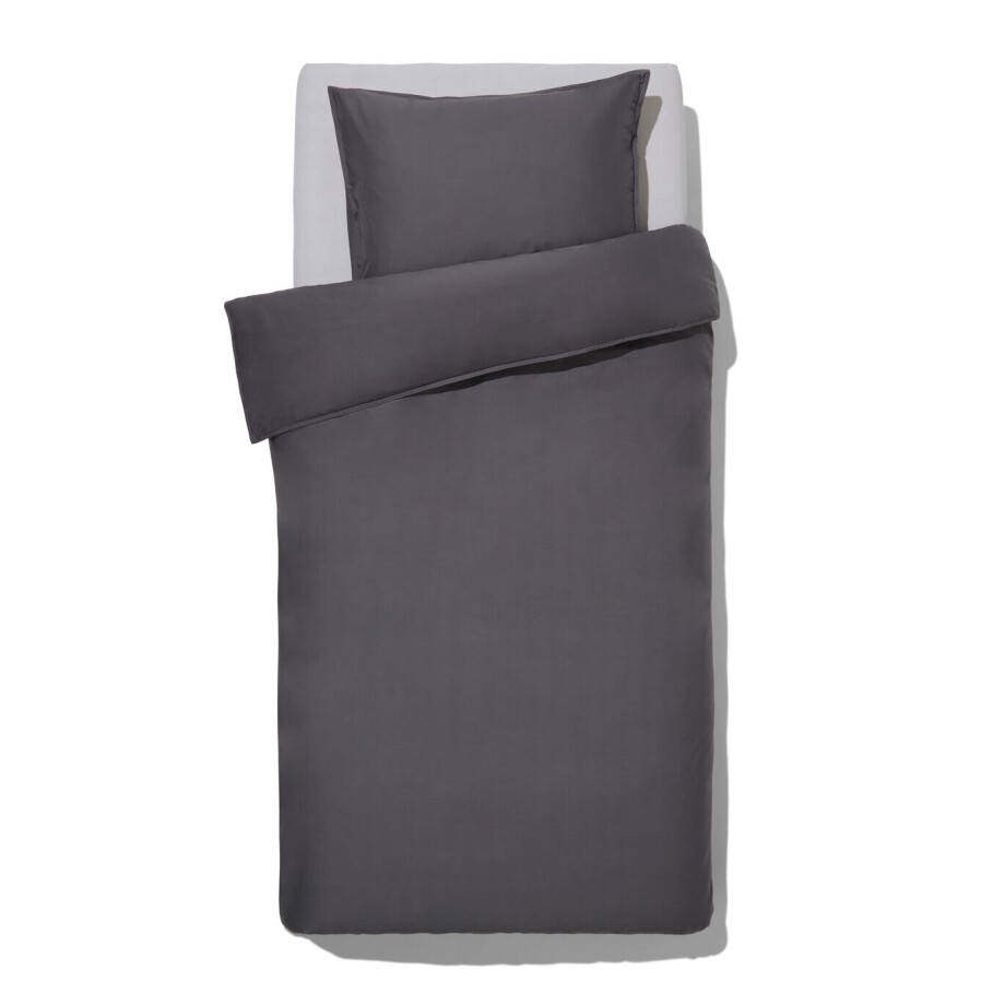 HEMA HEMA Dekbedovertrek 140x200/220cm Percal Donkergrijs (donkergrijs) afbeelding 1