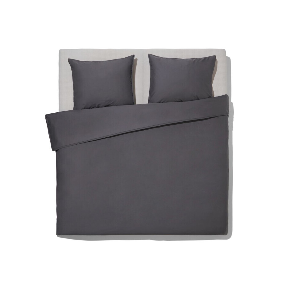 HEMA HEMA Dekbedovertrek 240x200/220cm Percal Donkergrijs (donkergrijs) afbeelding 1