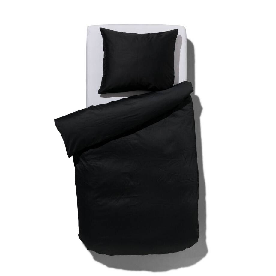HEMA HEMA Dekbedovertrek 140x200/220cm Hotel Katoen Satijn Zwart (zwart) afbeelding 1