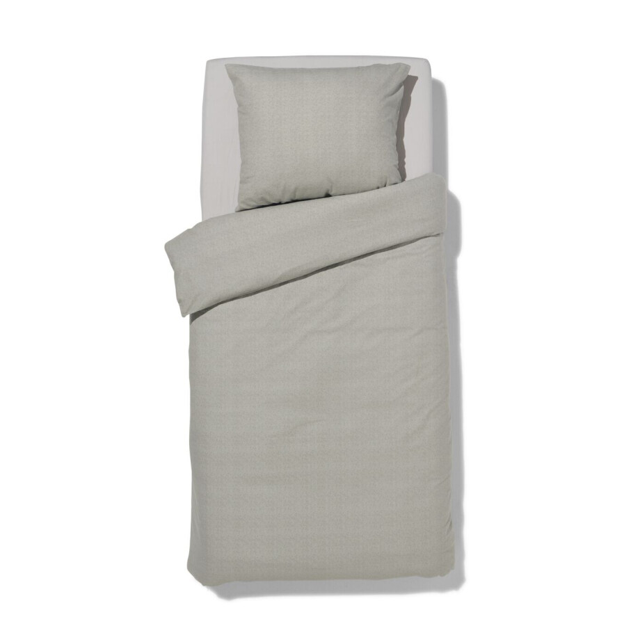 HEMA HEMA Dekbedovertrek Flanel 140x200/220 Melange Grijs (lichtgrijs) afbeelding 1