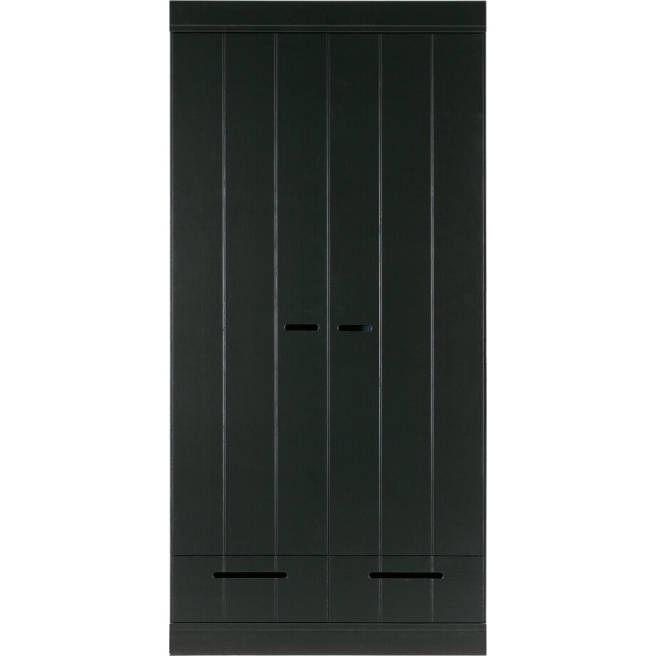 WOOOD Connect Kledingkast 2-Deurs met Lade- Grenen - Zwart - 195x94x53 afbeelding 1