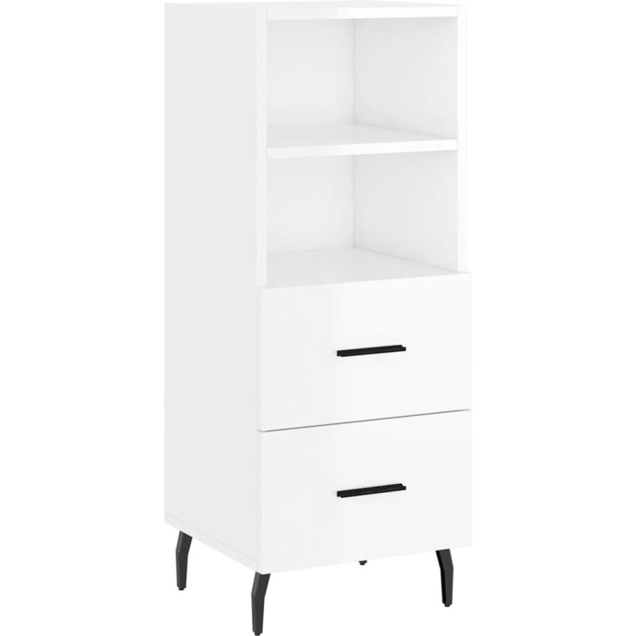 vidaXL - Dressoir - 34,5x34x90 - cm - bewerkt - hout - hoogglans - wit afbeelding 1