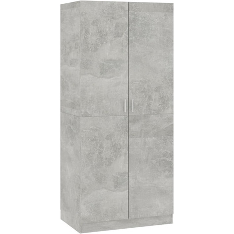 vidaXL - Kledingkast - 80x52x180 - cm - bewerkt - hout - betongrijs afbeelding 1