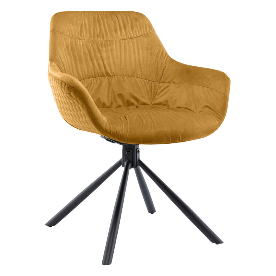 Artistiq Draaibare Eetkamerstoel 'Tyonna' Velvet, kleur Mosterdgeel Artistiq Draaibare Eetkamerstoel 'Tyonna' Velvet, kleur Mosterdgeel afbeelding 1