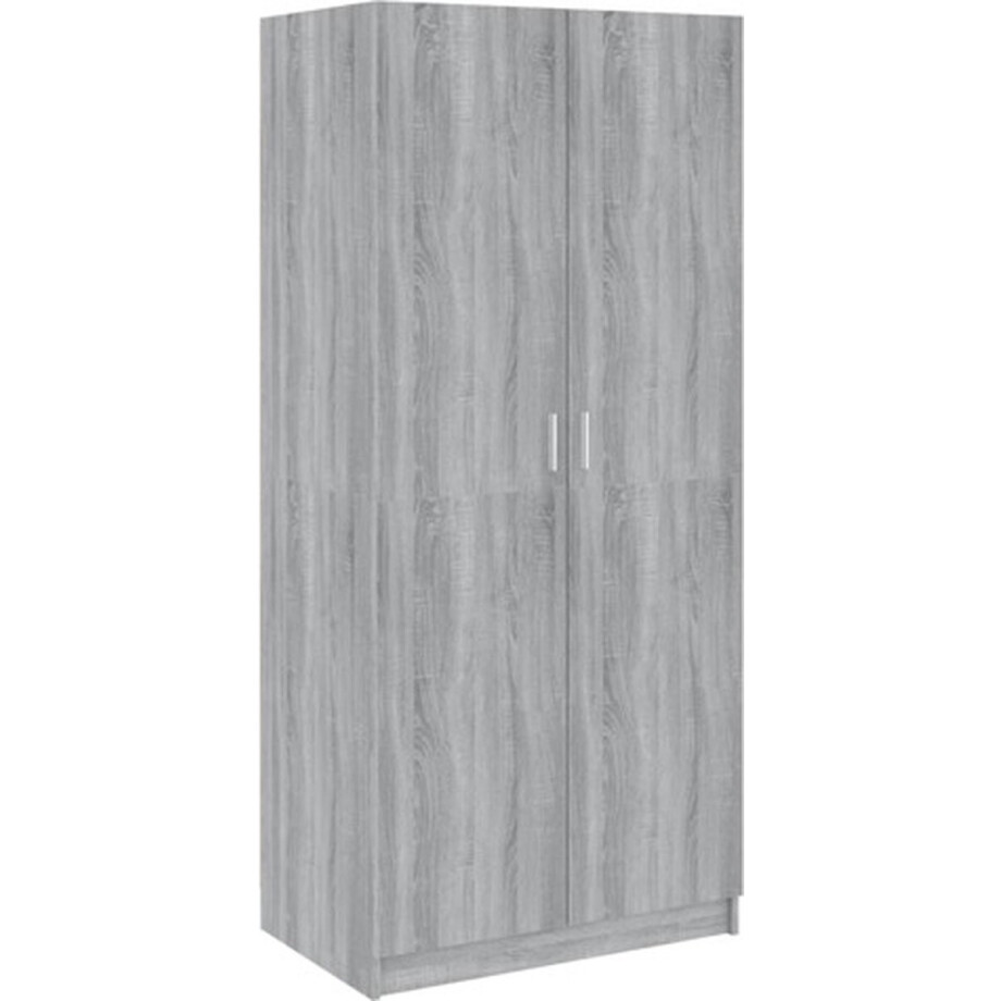 vidaXL - Kledingkast - 80x52x180 - cm - bewerkt - hout - grijs - sonoma - eikenkleurig afbeelding 1
