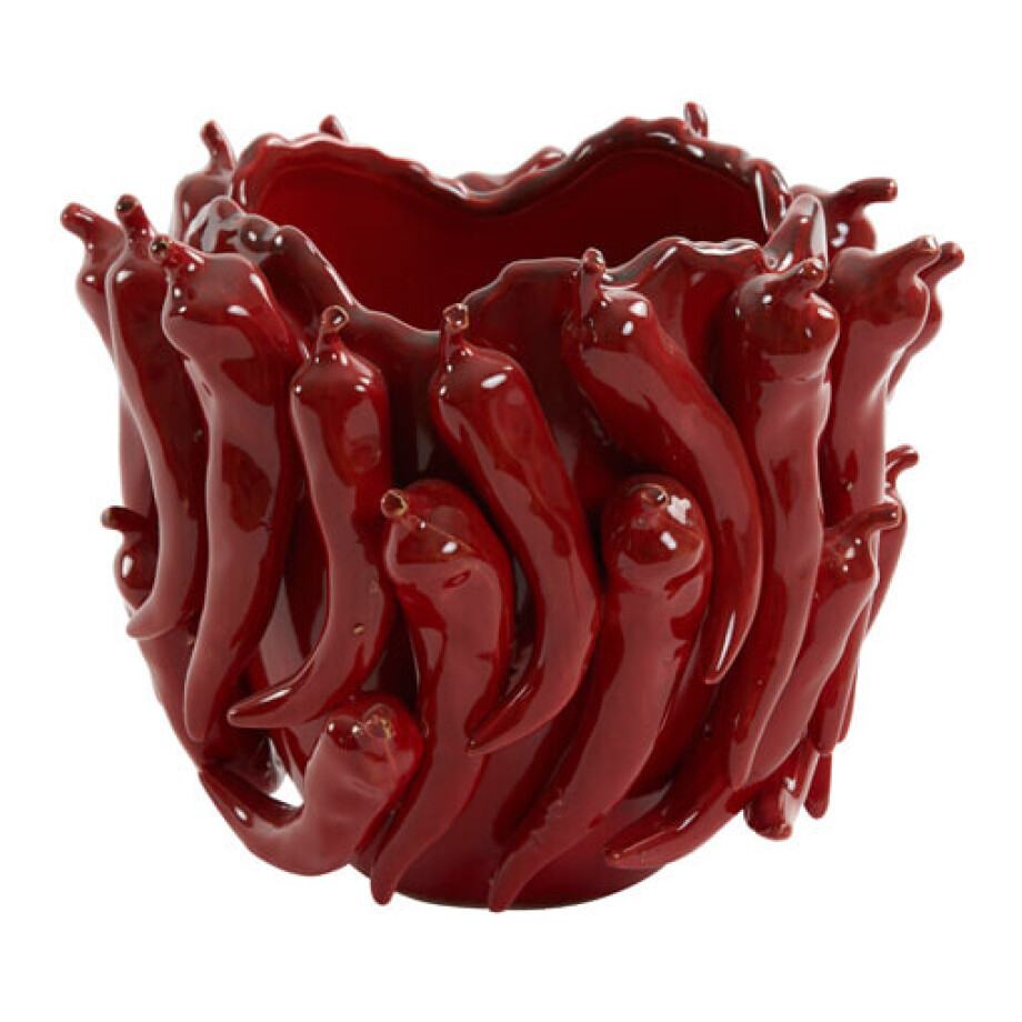Light & Living Vaas 'Pepper' Keramiek, 20cm hoog, kleur Rood Light & Living Vaas 'Pepper' Keramiek, 20cm hoog, kleur Rood afbeelding 1