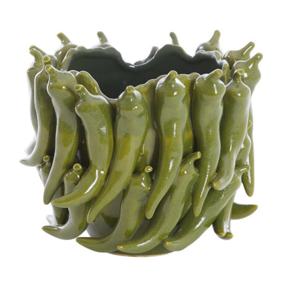 Light & Living Vaas 'Pepper' Keramiek, 20cm, kleur Donkergroen afbeelding 1