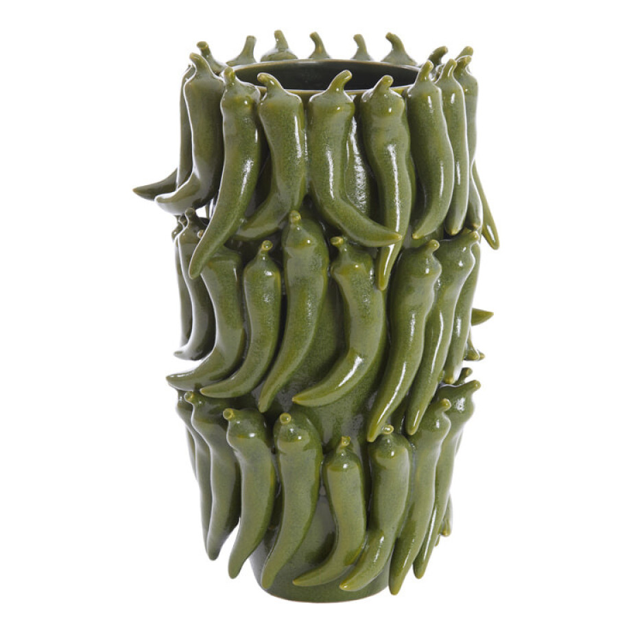 Light & Living Vaas 'Pepper' Keramiek, 39cm, kleur Donkergroen afbeelding 1