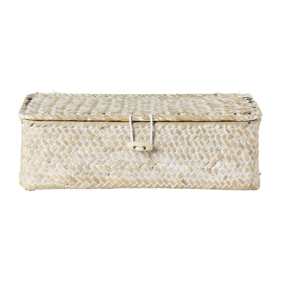 Opbergdoos zeegras - naturel - 7.5x24x14 cm Opbergdoos zeegras - naturel - 7.5x24x14 cm afbeelding