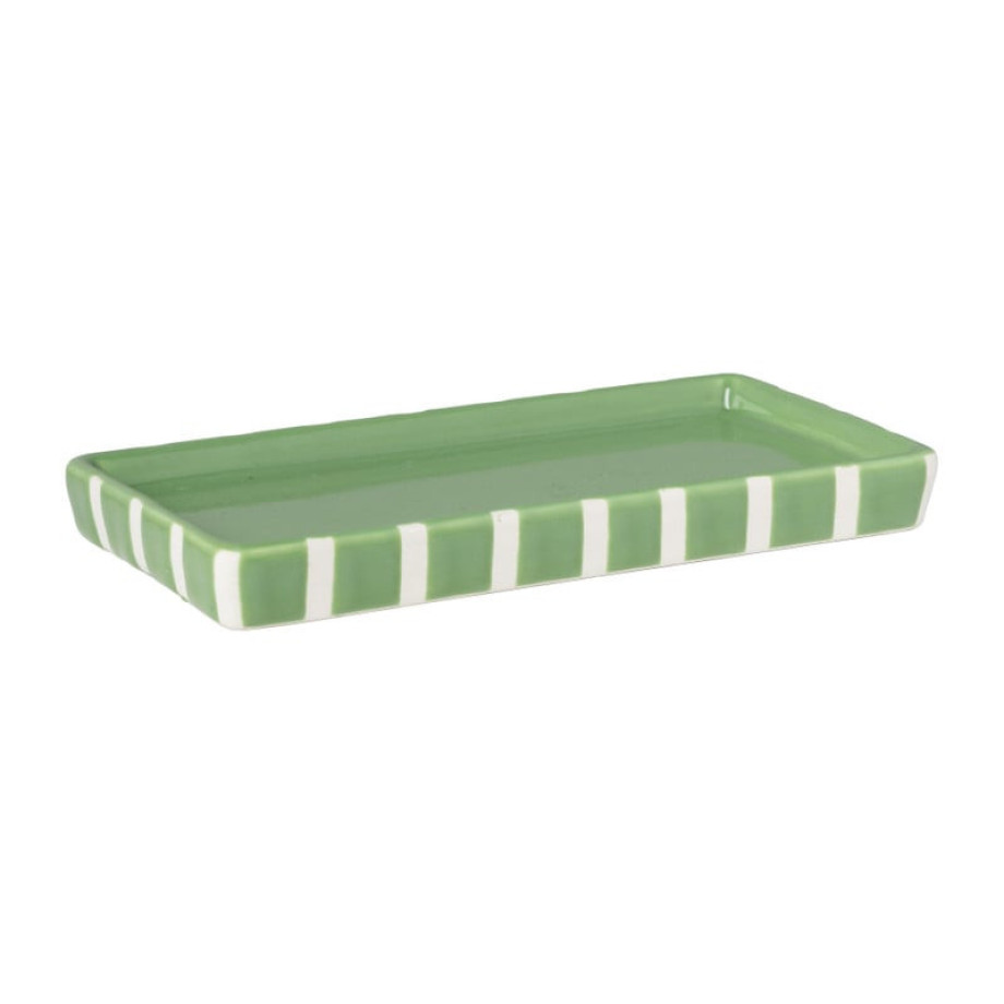 Zeepschaaltje blokjes - groen/wit - 1.3x15.8x8.3 cm afbeelding 