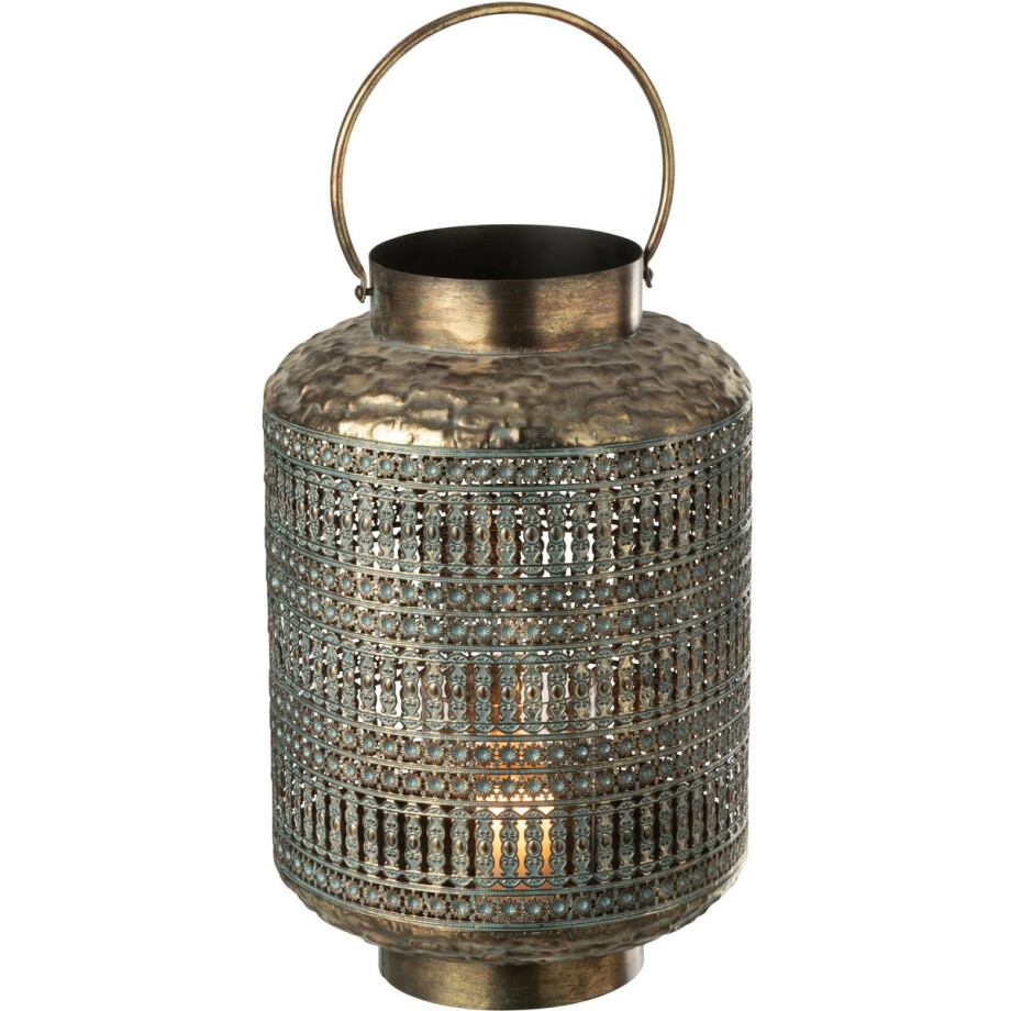 J-Line lantaarn Antiek Cilinder - ijzer - brons - small afbeelding 1