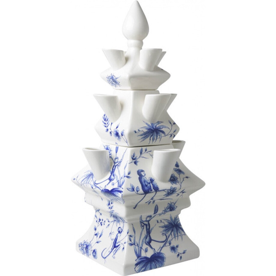 Heinen Delfts Blauw - Tulpenvaas - Aapjes - Blauw & Wit - 3-delig - Keramiek - 33cm Heinen Delfts Blauw - Tulpenvaas - Aapjes - Blauw & Wit - 3-delig - Keramiek - 33cm afbeelding 1