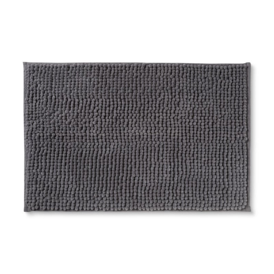 Badmat chenille - donkergrijs - 40x60 cm afbeelding 