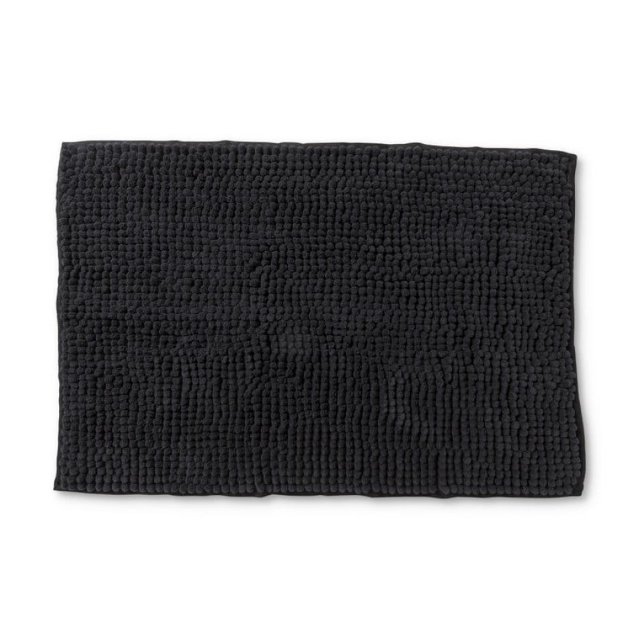 Badmat chenille - zwart - 40x60 cm afbeelding 