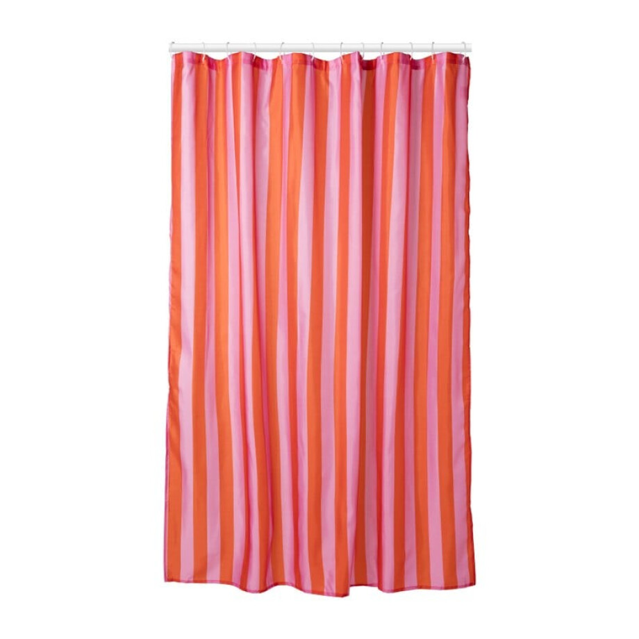 Douchegordijn gestreept - roze/oranje - 180x200 cm afbeelding 