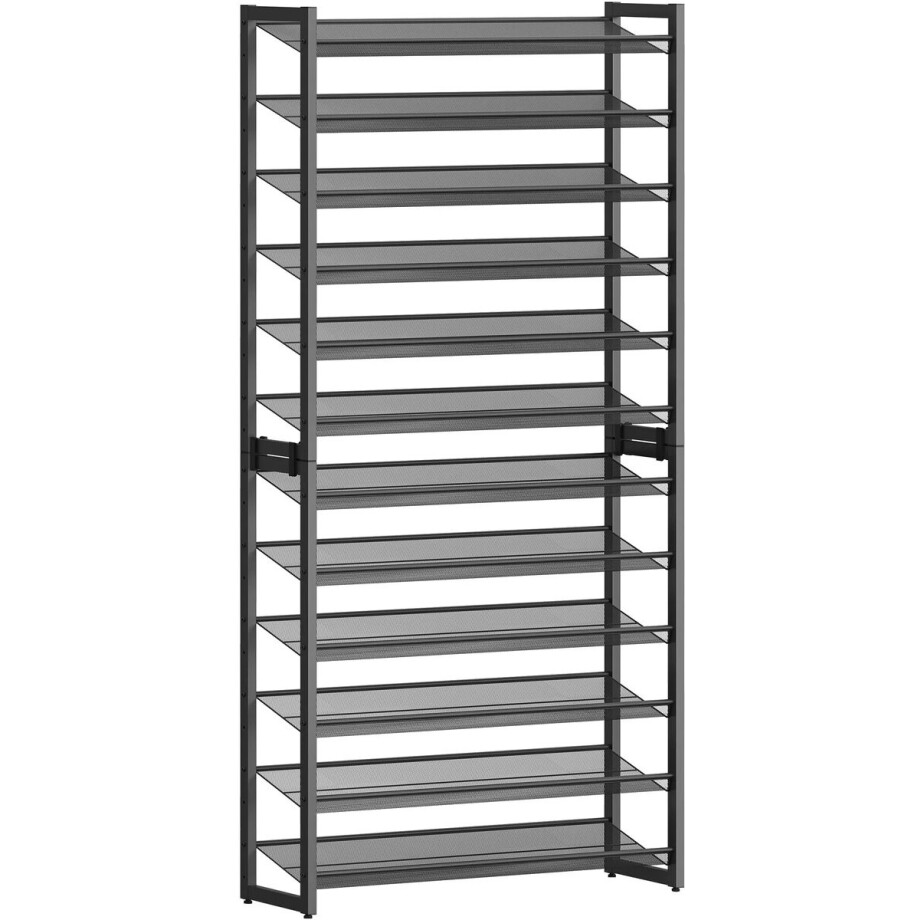 LabelOne Schoenenrek - Schoenenkast - Schoenen Opbergsysteem - 48 paar schoenen - verstelbare planken - 92,5x30,7x223 cm - zwart LabelOne Schoenenrek - Schoenenkast - Schoenen Opbergsysteem - 48 paar schoenen - verstelbare planken - 92,5x30,7x223 cm - zwart afbeelding 1