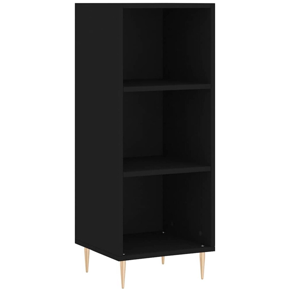 vidaXL - Dressoir - 34,5x32,5x90 - cm - bewerkt - hout - zwart vidaXL - Dressoir - 34,5x32,5x90 - cm - bewerkt - hout - zwart afbeelding 1