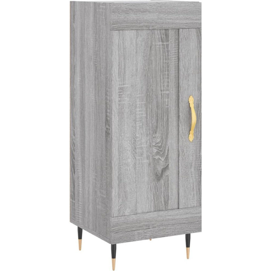 vidaXL - Dressoir - 34,5x34x90 - cm - bewerkt - hout - grijs - sonoma - eikenkleurig afbeelding 1