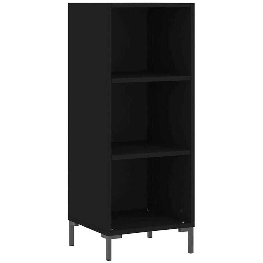 vidaXL - Dressoir - 34,5x32,5x90 - cm - bewerkt - hout - zwart vidaXL - Dressoir - 34,5x32,5x90 - cm - bewerkt - hout - zwart afbeelding 1