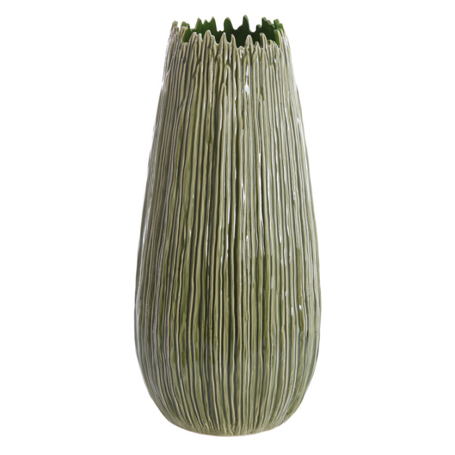 Light & Living Vaas 'Kopra' Keramiek, kleur Donkergroen Light & Living Vaas 'Kopra' Keramiek, kleur Donkergroen afbeelding 1