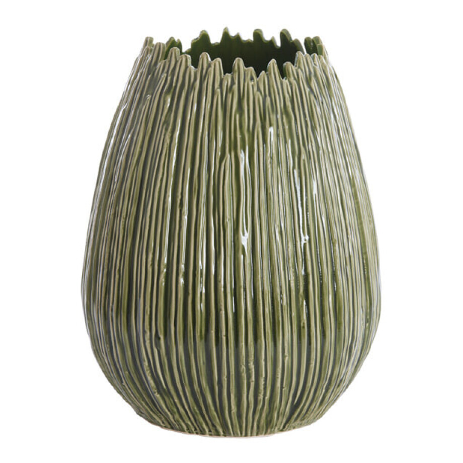 Light & Living Vaas 'Kopra' Keramiek, kleur Donkergroen Light & Living Vaas 'Kopra' Keramiek, kleur Donkergroen afbeelding 1