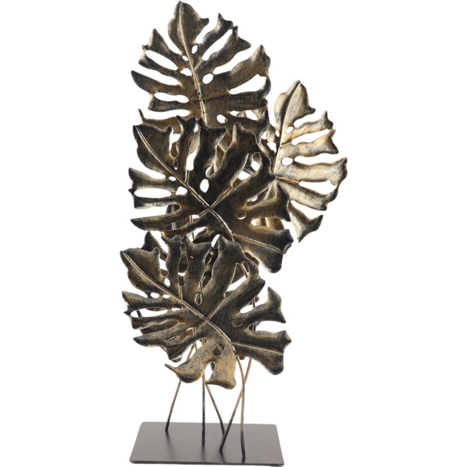 MISOU Ornament op Voet voor Binnen op Standaard Decoratie Monstera Goud 57cm Metaal MISOU Ornament op Voet voor Binnen op Standaard Decoratie Monstera Goud 57cm Metaal afbeelding 1