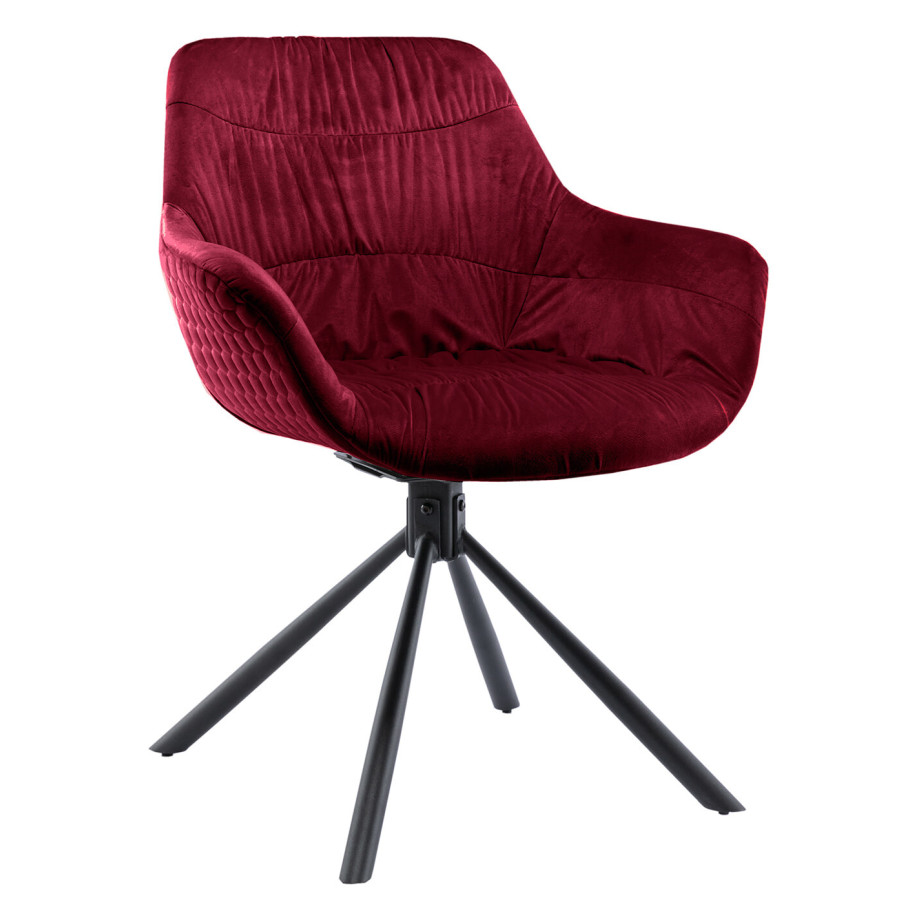 Artistiq Draaibare Eetkamerstoel 'Tyonna' Velvet, kleur Rood afbeelding 1