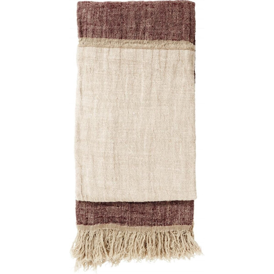 Plaid Gylle bordeauxrood/linnen 270 x 270 Plaid Gylle bordeauxrood/linnen 270 x 270 afbeelding 1