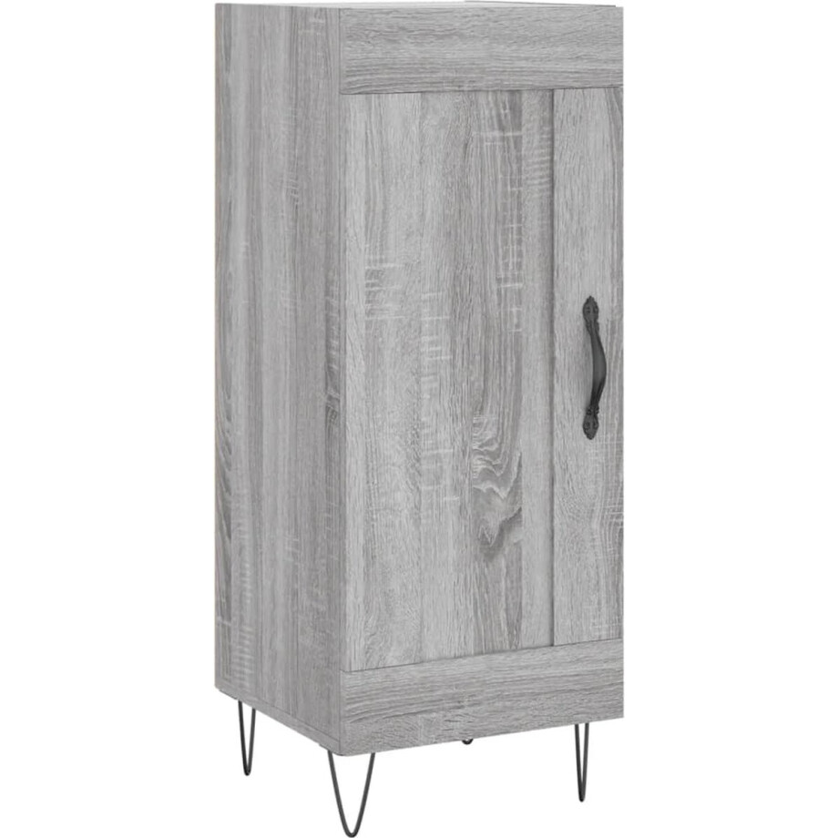 vidaXL - Dressoir - 34,5x34x90 - cm - bewerkt - hout - grijs - sonoma - eikenkleurig afbeelding 1