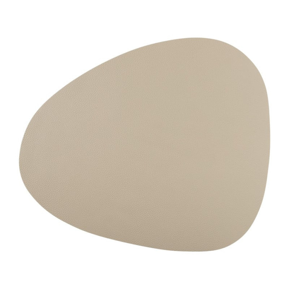 Placemat leer - ovaal - beige - 43,5x36,5 cm afbeelding 