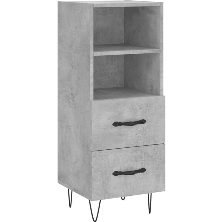 vidaXL - Dressoir - 34,5x34x90 - cm - bewerkt - hout - betongrijs afbeelding 1