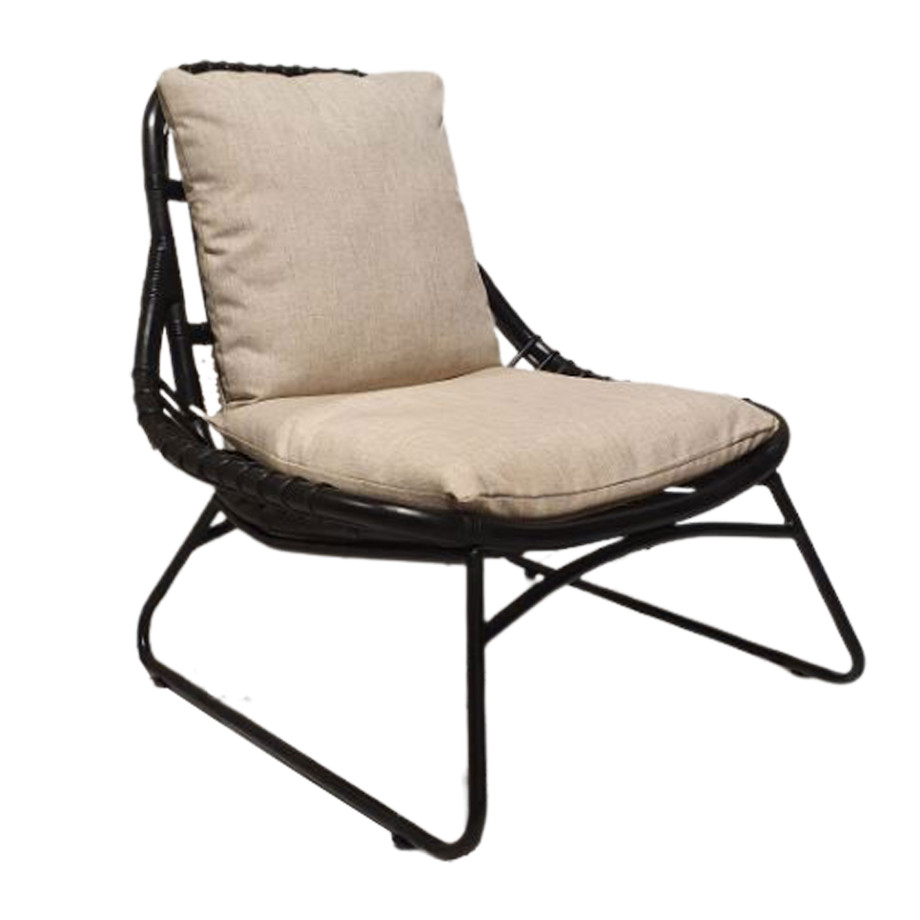 Brix Loungestoel 'Bowi' Rotan, kleur Zwart afbeelding 1