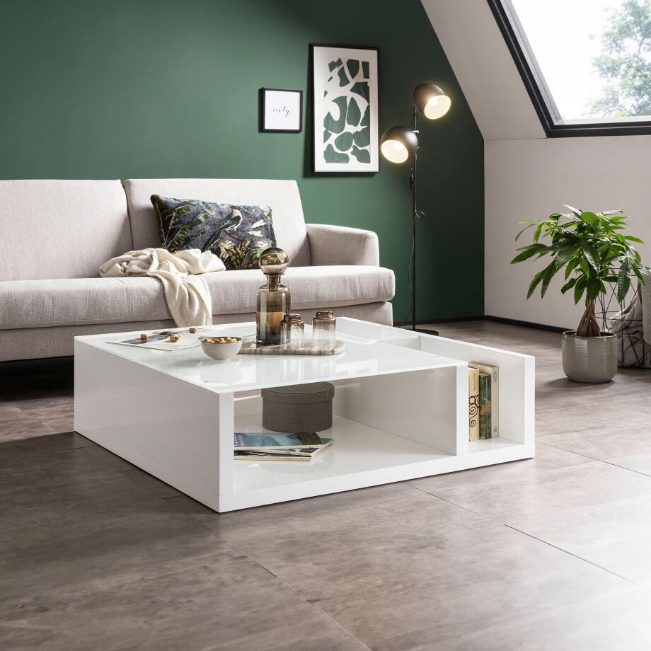 Artistiq Salontafel 'Keyetta' 100 x 100cm, kleur Wit Artistiq Salontafel 'Keyetta' 100 x 100cm, kleur Wit afbeelding 1