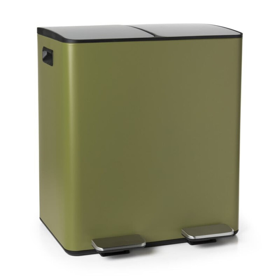 Pedaalemmer 2 vakken - olijfgroen - 2x20 liter afbeelding 