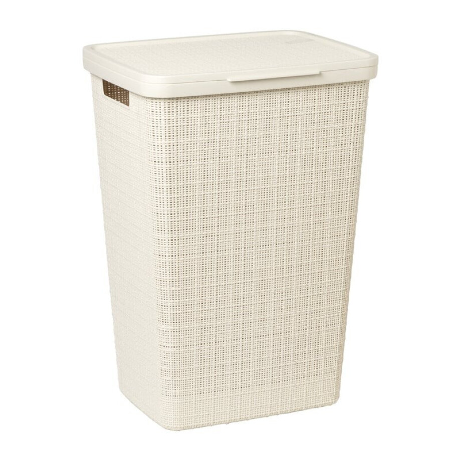 Curver jute wasmand met deksel - 58 liter - beige afbeelding 