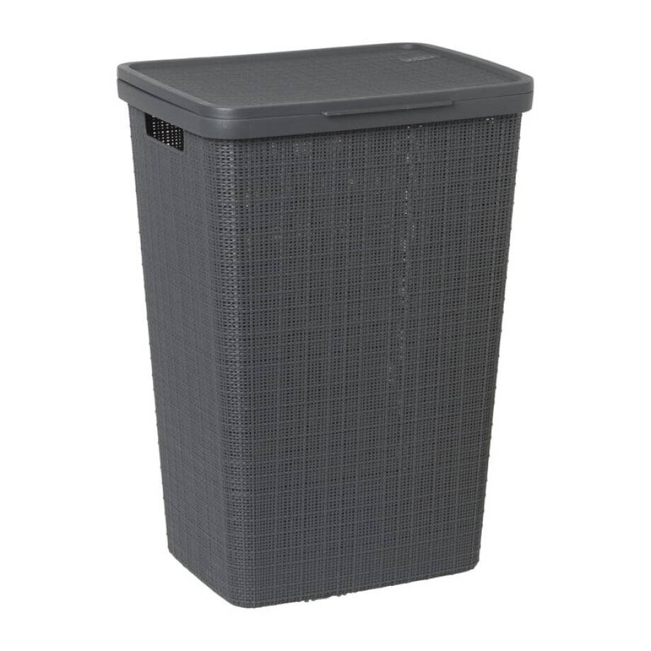 Curver jute wasmand met deksel - 58 liter - grijs afbeelding 