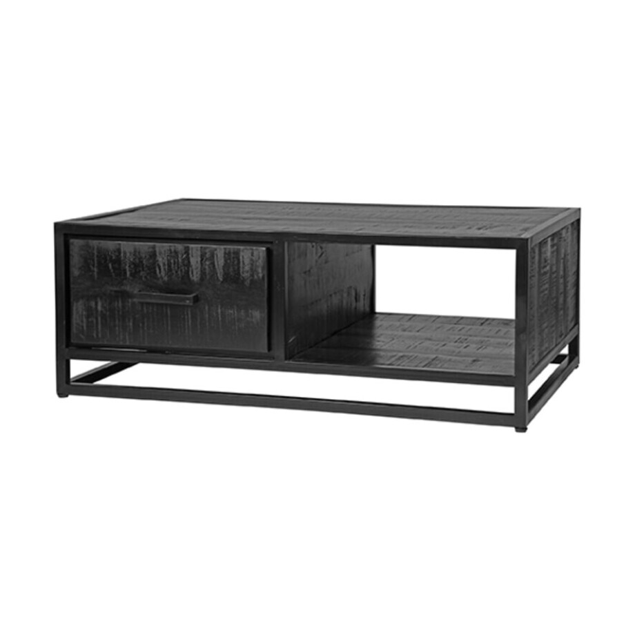 LABEL51 Salontafel 'Chili' Zwart Mangohout, 110 x 70cm afbeelding 1