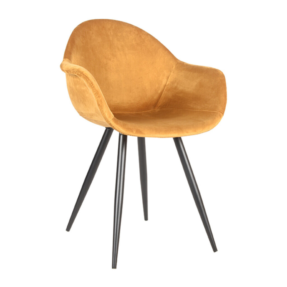 LABEL51 Eetkamerstoel 'Forli' Velvet, kleur Okergeel LABEL51 Eetkamerstoel 'Forli' Velvet, kleur Okergeel afbeelding 1