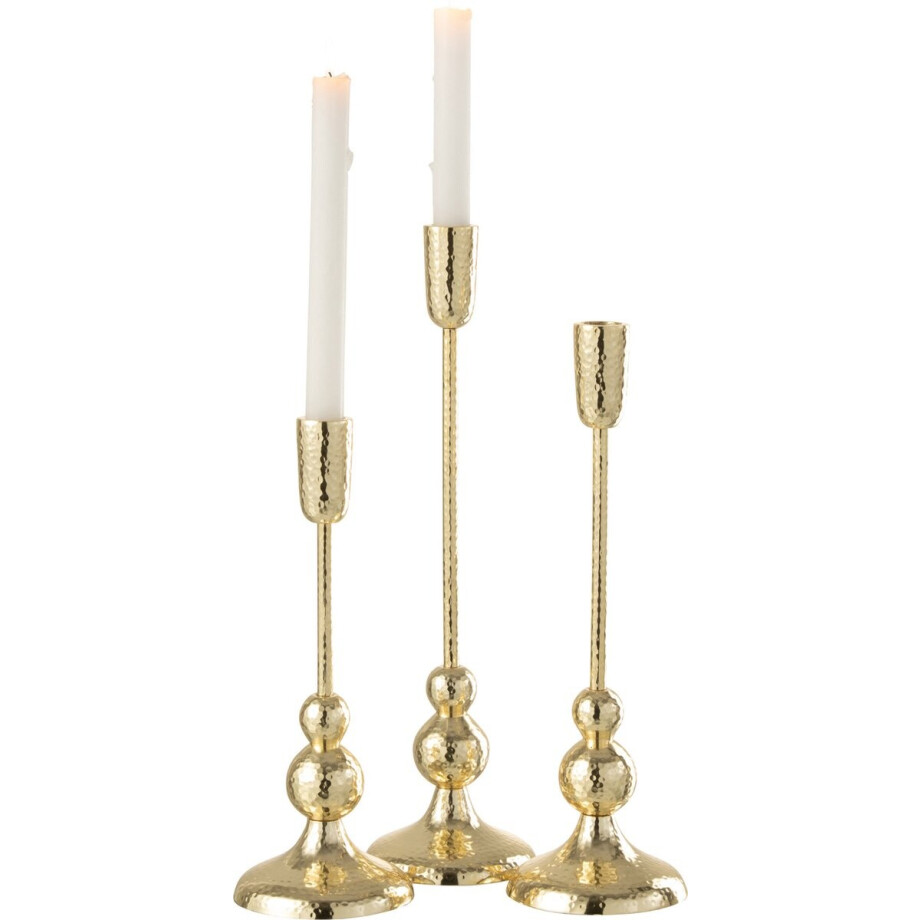 J-Line kandelaar Borne - aluminium - goud - 3 stuks afbeelding 1