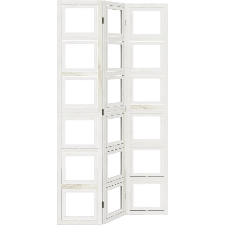 vidaXL - Kamerscherm - met - 3 - panelen - massief - paulowniahout - wit afbeelding 1