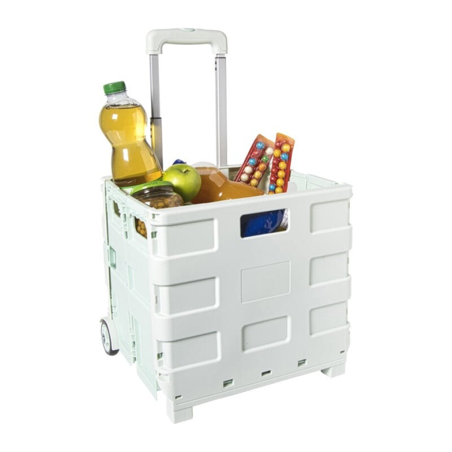 Inklapbare boodschappentrolley - groen - 38x37x33 cm afbeelding 